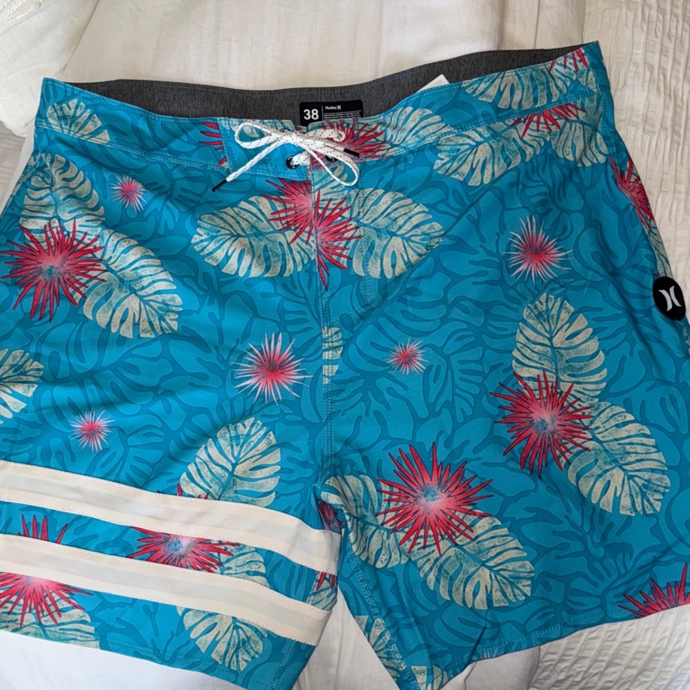 Hurley Blue and Red Tropical Men's Board Shorts